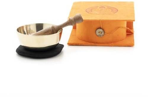 Kleine Meditations-Klangschale in Buddha-Geschenkbox I Inkl. Unterlage/Holzklöppel I Fair Trade aus Nepal-5088-L