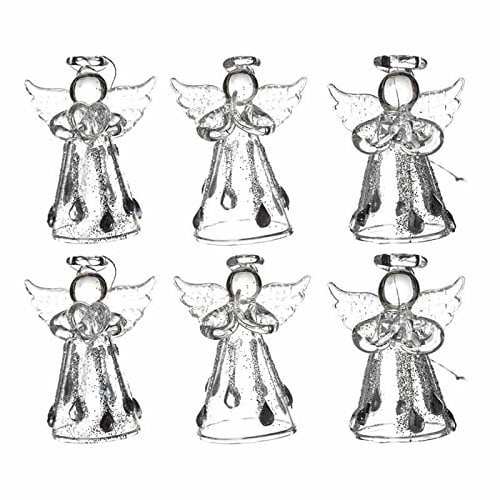 Set of 6 Glass Angel Christmas Tree Decorations