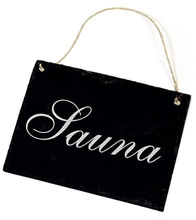 Sauna Schild aus Schiefer graviert - Sauna - Schiefertafel Dekoschild Türschild 22x16cm | Dekolando