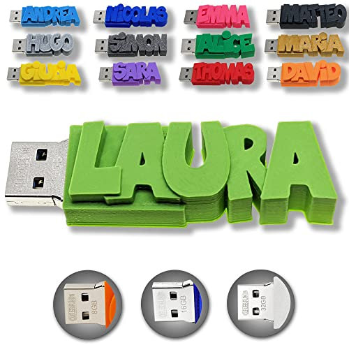 Individueller persönlicher USB Stick Datenstick mit eigenem Namen/Schriftzug und Farbe nach Wahl - USB 3.0 – 8GB, 16 GB oder 32 GB – einzigartiges Geschenk