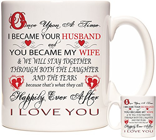 Tasse mit Aufschrift Once Upon A Time, romantisches Geschenk zum Valentinstag, um Ihrer Frau zu zeigen, wie sehr Sie sie lieben. Keramiktasse