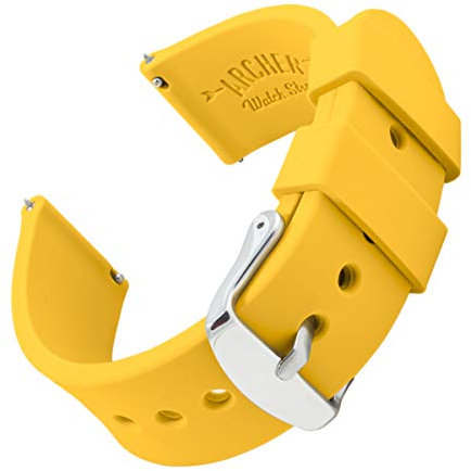 Archer Watch Straps - Soft Silicone Quick Release Watch Bands (Naples Yellow, 16mm)