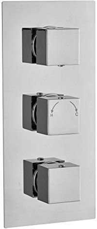 Carré Mitigeur thermostatique de Douche encastré 3 Poignée 3 Prise de Courant