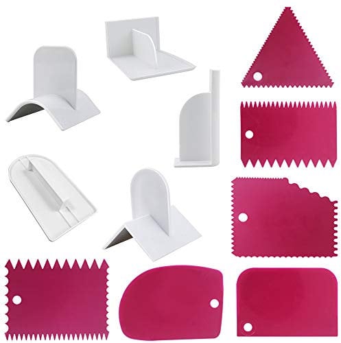 SourceTon Racloir à gâteau fondant lisseur Lot de 6 racloirs à gâteaux décoratifs et 5 outils de lissage pour fondant