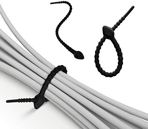 tizi Knubbi Kaulquappe: 3 schwarze Silikon Kabel-Clips. Umweltfreundlich und wiederverwendbar. Optimaler Ersatz für Kabelbinder