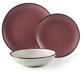 Excelsa Pink Moon Service d'assiettes 18 pièces, céramique, rose