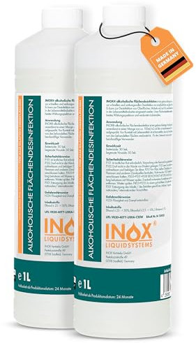 INOX® alkoholisches Flächendesinfektionsmittel 2 x 1L - Hochwirksame Flächendesinfektion mit Alkohol - Ideales Desinfektionsmittel für alle glatten Oberflächen