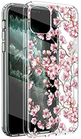 Yoedge Coque pour iPhone 12/iPhone 12 Pro 6.1Pouces Transparente Couvrants en Silicone TPU Souple Transparent Ultra Fin Coque Bumper Housse Etui de Protection Anti Choc Étuis,Fleurs de Cerisier