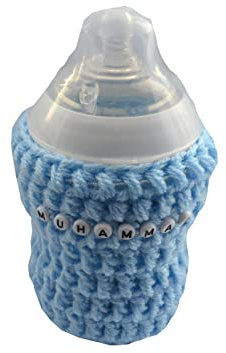 Blue Pink or Grey Personalised Baby Milk Bottle Cover Adorable Unique Gift Keepsake for Newborn Toddler