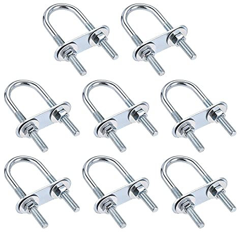 sourcing map 8 Satz Runde U-Bolzen Bügelbolzen Bügelschrauben Stahl M6 mit Mutter Platte Scheiben 22mm Innen 70mm Lang