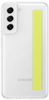 Samsung Slim Strap Smartphone Cover EF-XG990 für Galaxy S21 FE, Handy-Hülle, Schutz Case, stoßfest, dünn und griffig, mit Halteband, Weiß