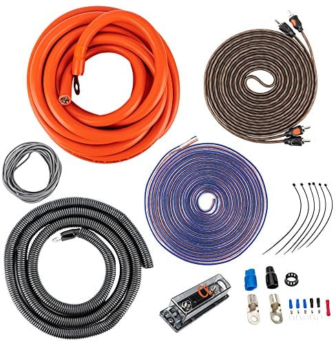 Alphasonik HK0 Premium 0-Gauge Complete Car Amplifier Installation Kit Power, Ground, Remote, Speaker Wire, Twisted RCA Interconnect, in Line ANL Fuse Holder, 250Amp ANL Fuse - Amp Install Kit