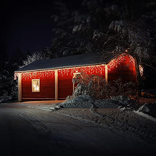 ECD Germany LED Lichtervorhang 12m 360 Warmweiße LEDs, Eiszapfen Lichterkette LED Lichterkettenvorhang Weihnachten Eisregen Vorhang, IP44 Wasserdicht, Innen/Außen, Weihnachtsbeleuchtung Weihnachtsdeko