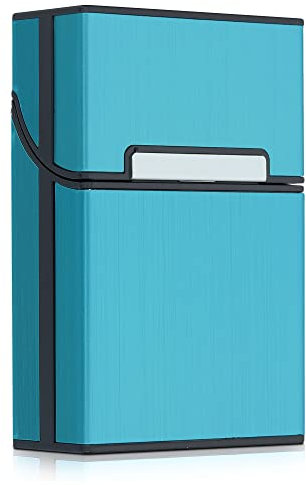 kwmobile Zigarettenetui Zigarettenbox Hülle für Zigaretten - Zigaretten Etui mit Magnetverschluss - Aluminium Beschichtung Hellblau