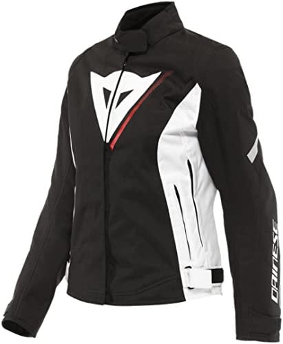 Dainese Veloce Lady D-Dry Jacket, Motorradjacke Ganzjährig Wasserdicht mit Abnehmbarer Thermoschicht, Damen, Schwarz/Weiß/Lava Rot, 38