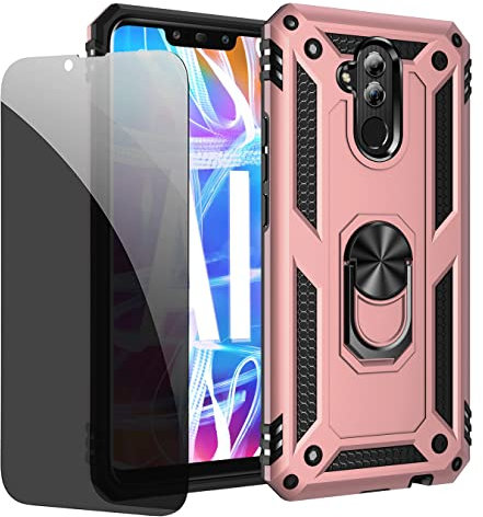 JOYTAG Kompatibel Huawei Mate 20 Lite Oro Rosa Custodia Protettiva con Protezione Schermo in Vetro Privacy Anti-Spia