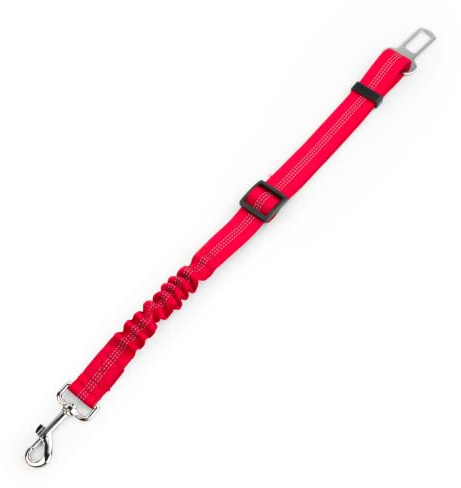 KCT Adjustable Dog Seat Belt Clip Reflective Car Safety Lead Universal Fit- Red