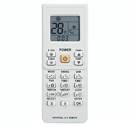 TELECOMANDO CONDIZIONATORE 6000 codici in 1 UNIVERSALE DISPLAY LCD CLIMATIZZATORE ARIA TEMPERATURA MODE SWING CLOCK RICAMBIO Compatibile con il 99,99% dei climatizzatori in commercio