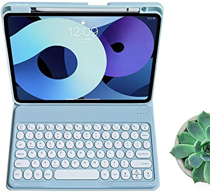 kaitesi Keyboard Case for iPad Air 11 inch M2/ iPad Air 5th 4th Generation 10.9 - iPad Pro 11 inch 4th 2nd/3rd Generation Detachable Keyboard Case Round Key (Misty Blue)