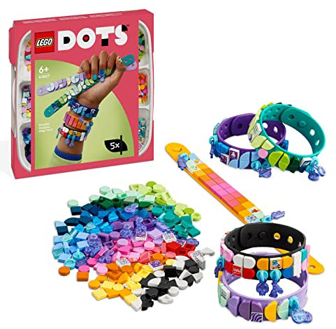 LEGO 41807 DOTS Armbanddesign Kreativset, 5in1 DIY Schmuck-Bastelset mit Mosaik-Steinen in kosmischen und sommerlichen Farben für Freundschaftsarmbänder und Accessoires für Kinder