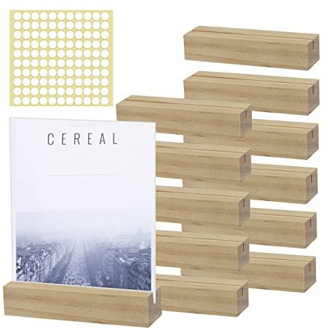 TMBMLPP 12 Stück Holz Kartenhalter,10x2,7x2cm Natürliches Massivholz Kartenhalter Platzkarte,Stabil Tischkartenhalter Kartenhalter mit Klebstoff,Tischkarte Inhaber für Restaurants Hochzeiten Bankette