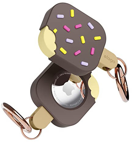 elago Custodia Ice Cream Gelato in Silicone Compatibile con AirTag Case, Air Tag Keychain - Protezione da Cadute, Tracciamento di Chiavi, Zaini, Dispositivo di Tracciamento non Incluso (Marrone)