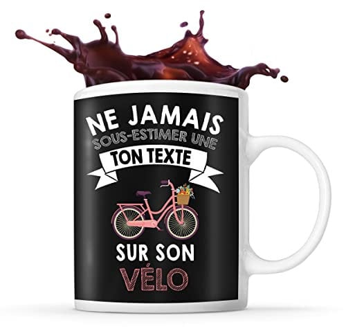 Planetee Mug vélo Prénom métier âge Personnalisable | Tasse drôle pour Femme Cycliste | idée cadeau anniversaire Noël
