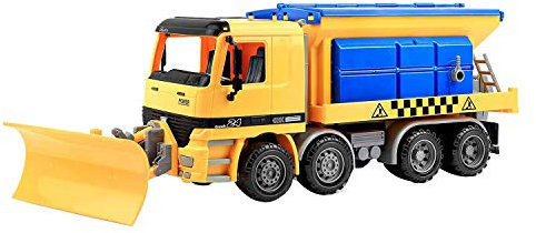 Qwertfeet Giocattolo da Costruzione per Camion Spazzaneve Rimozione Neve Alimentato Un Frizione, Veicolo Tecnico, Giocattoli per Bambini 2-6, Regali per Ragazzi e Ragazze