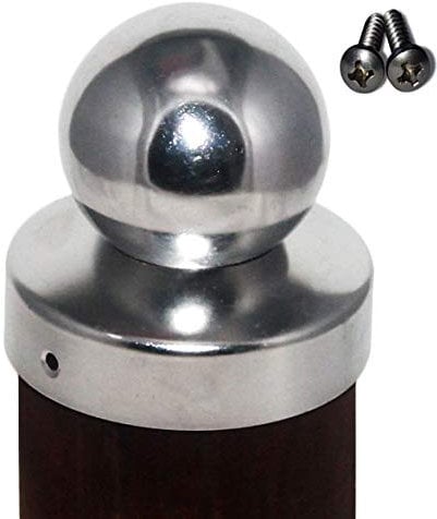 Pfostenkappe Zaunkappe Zierkappe Schutzkappe rund mit Kugel aus Edelstahl für runde Holzpfosten inkl. Edelstahl-Schrauben (Ø 81 mm (für Rundpfosten d: 8 cm)