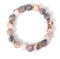 KINBOM Racelet Perles Naturelles Femme, Perles de Zèbre Rose Givré Bracelet Perles Naturelles Élastique Fait à la Main Bracelets en Cristal Bracelet de Guérison avec 5 Bijoux à Paillettes Dorées