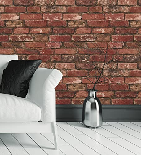 GAULAN 680894 Papier peint lessivable mur de briques texture lisse rouge anglais pour mur salon chambre salle à mange tête de lit - Rouleaux de 10 m x 0,53 m