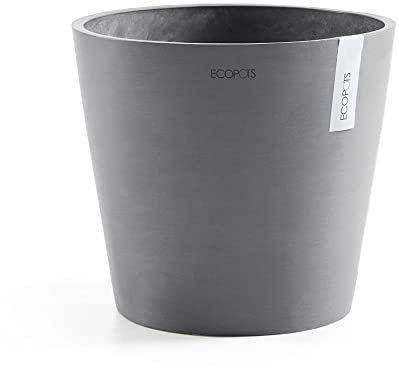 ECOPOTS Amsterdam, fioriera rotonda moderna in plastica riciclata, grigio, 25,4 cm