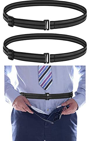 SUOSDEY 2 Pack Hemd Bleiben Gürtel, halten Business Hemd versteckt für Mann Frauen, justierbarer Tuck Gürtel für ordentlichen Look,Schwarz