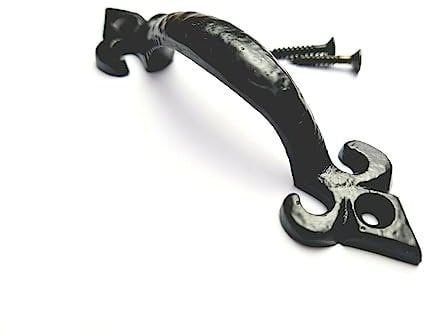 Celtic Woods Black Cast Iron 4 Fleur De LYS Pull Handle Including Screws