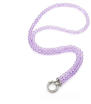 AKKi jewelry Vario kette für Anhänger kettenanhänger strass Crystall Perlen Damen Frauen Schmuck glass glitzer runder karabiner Strass Clip Verschluss Perlenkette 8mm 80cm