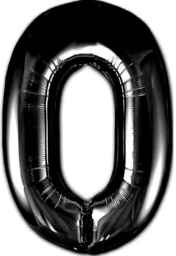 Luftballon Geburtstag Zahl 0 Schwarz XXL Riesen Folienballon 100cm Geburtstagsdeko Ballon Zahl Deko zum Geburtstag. Fliegt mit Helium.
