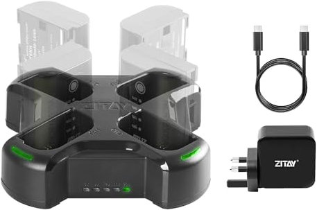 ZITAY LP-E6NH Battery Charger PD Fast Charge 4 Way for Canon LP-E6 EOS 5D Mark II III IV 5DS R 6D Mark II 7D Mark II EOS-R R5 R6 60D 70D 80D 90D