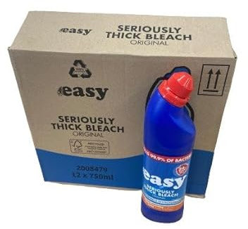 Easy 24 Hr Thick Toilet Bleach Cleaner 750ml x 12 Pack Kills 99.9% Bacteria
