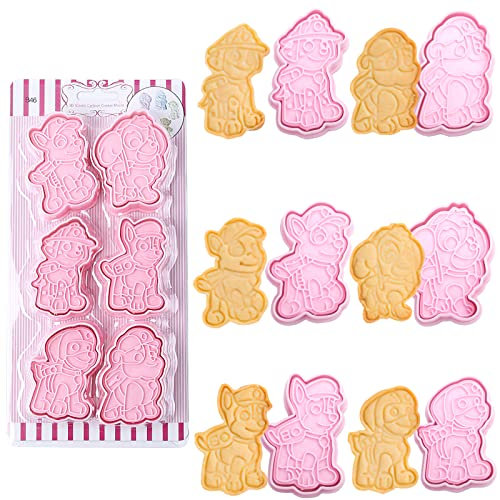 6 Stück Paw Dog Ausstecher Ausstechformen Kinder 3D Tiere Plätzchen Ausstecher Cartoon Cookie Cutter Dog Patrol Kekse Formen Ausstecher Sandwich Gemüse für Backen DIY Fondant Schokoladen Tortendeko