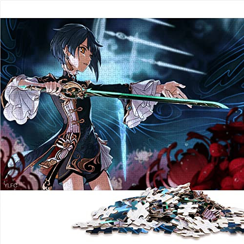 Puzzles für Erwachsene Genshin Impact Xingqiu 1000-teiliges Puzzle für Erwachsene und Kinder. Papppuzzles. Anspruchsvolles Spiel. Größe: 26 x 38 cm
