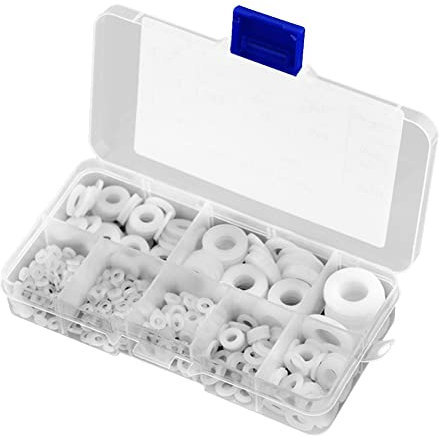 Haptufer 500 Stück weiße Nylon-Unterlegscheiben-Dichtungsset M2 M2,5 M3M4M5 M6 M8 M10 Kunststoff-Dichtungsringe Sortiment Kit Befestigungs-Ersatzteile