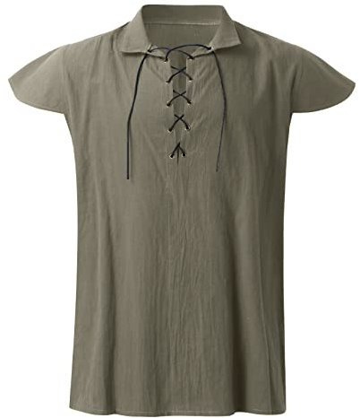 Herren Mittelalter Kostüm Karneval Halloween Tunika Vintage Hemden Vintage Weste Hemden Klassisches Schnürhemd Baumwolle Hemd Renaissance Steampunk Kostüm Ohne Gürtel Karnevalskostüme