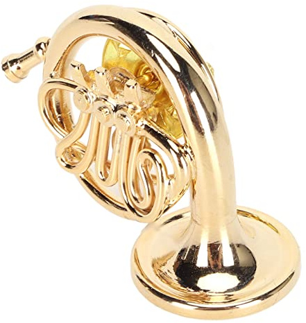 Waldhorn-Form Anstecknadel und Brosche für Musikinstrumente, Goldene Miniatur Brosche aus Messing mit Aufbewahrungsbox