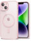 oakxco Custodia Magnetica Trasparente per iPhone 14, Compatibile con Ricarica Wireless Magsafe, Ultra-Sottile non Ingiallimento Anti-imnte Custodia tettiva Traslucida, Rosa Sabbia