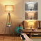OUTON Solid Wooden Tripod Floor Lamp, Bulb Included, Standing Lamp with Remote Control, Dimmable & 4 Color Temperatures, 1H Timer, Floor Lamp with Storage Shelf for Living Room Bedroom, Brown