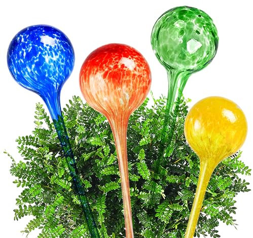 INCETUE Large Glass Self-Watering Globes (20cm, 160ml), Automatic Slow Drip Watering Bulbs & Plant Feeders for Indoor and Outdoor Potted Plants, Ideal for Holiday Plant Care (Pack of 4)