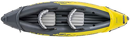 NOALED Kajak-Schlauchboot-Set, Double-Assault-Schlauchboot mit Rudern und Luftpumpe, Outdoor-Rafting-Boot, Gummiboot (Farbe: Gelb, Größe: 312 x 91 x 51 cm) (gelb).