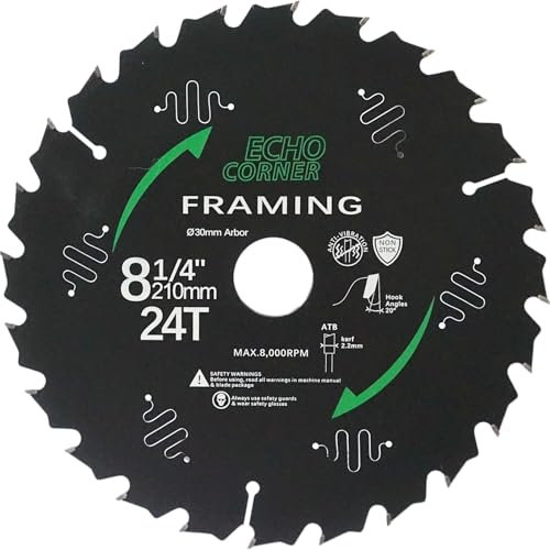 Echo Corner 210mm (30mm bore) 24-Tooth Fast Rip Wood Plywood MDF Plastic Veneer Lumber Laminate for Circular Saw