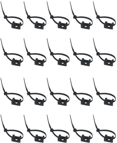 HAJXZH 50 Stück Sattelbefestigungen, schwarz, Kabelbinder-Halterung, Drahthalter, Kunststoff-Drahtclips, Anker-Verschluss mit 5 mm Schraubenloch für Drahtmanagement