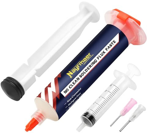 Nayrmaer No Clean Flussante per Saldatura a Stagno, 30ml Flussanti per Saldatura, Senza Piombo Flussanti e Paste per Saldatura con Siringa con Asta di Spinta per SMD, BGA, LED e PCB, ecc.